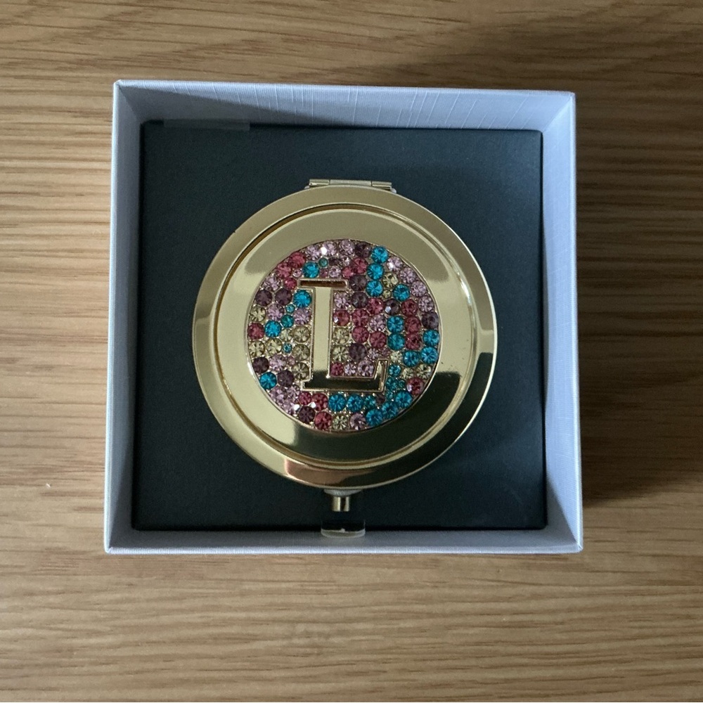 NWT MIXIT Luxe Monet JCPenney L Gold Multicolor Rhinestone Compact Mirror - Picture 4 of 9